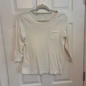 Talbots Cream Long Sleeve Top with Pocket. PS